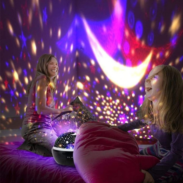 LAMPKA NOCNA PROJEKTOR GWIAZD RYBEK RZUTNIK NIEBA 2W1 NIEBIESKA DLA DZIECKA