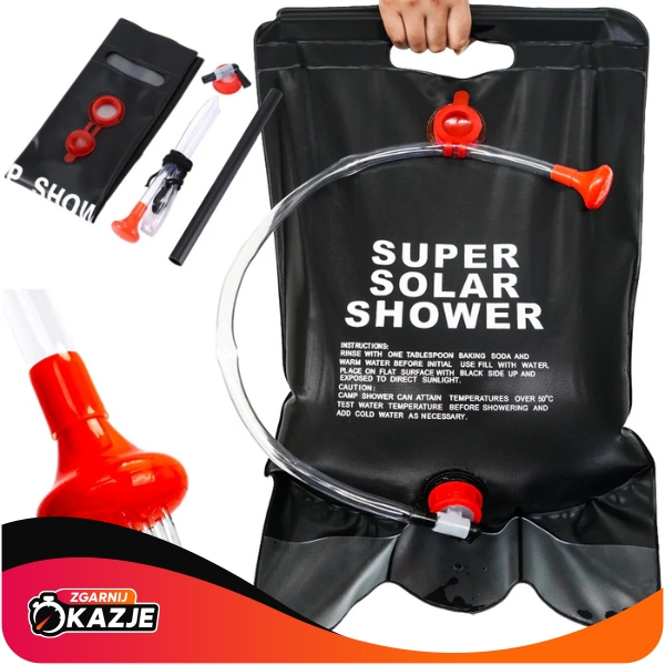 PRYSZNIC SOLARNY 20L KEMPINGOWY TURYSTYCZNY POLOWY BIWAKOWY NAGRZEWA WODĘ