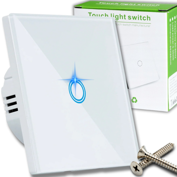 POJEDYNCZY BIAŁY DOTYKOWY WŁĄCZNIK WYŁĄCZNIK ŚWIATŁA SZKLANY SZKŁO Ø60MM