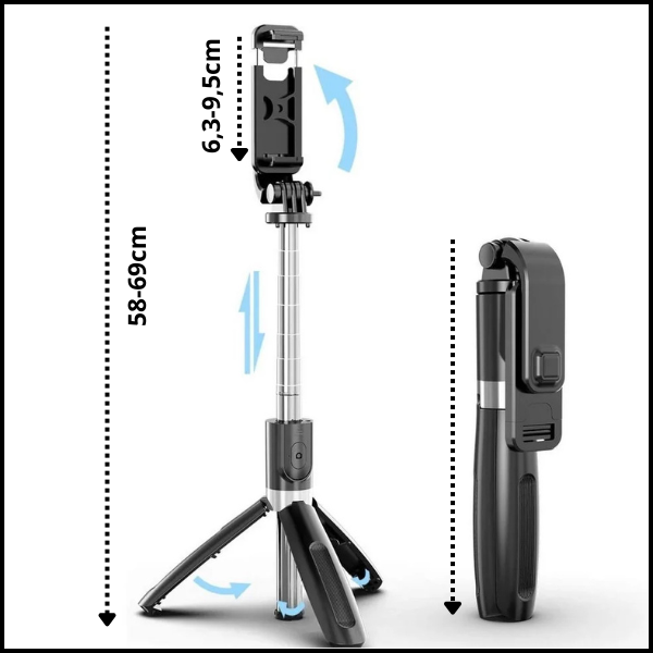 KIJEK DO SELFIE Z FUNKCJĄ STATYW TRIPOD DO TELEFONU+PILOT BLUETOOTH 69CM