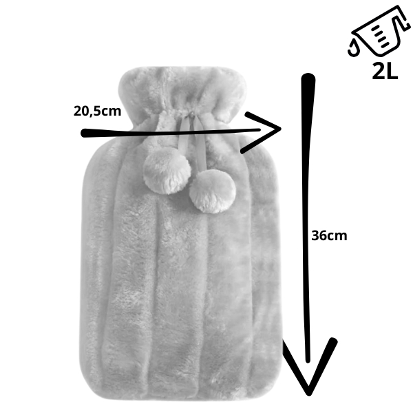 TERMOFOR NA WODĘ 2L W POKROWCU PLUSZOWY OGRZEWACZ GUMOWY W SWETERKU SZARY