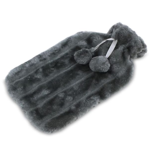 TERMOFOR NA WODĘ 2L W POKROWCU PLUSZOWY OGRZEWACZ GUMOWY W SWETERKU GRAFIT