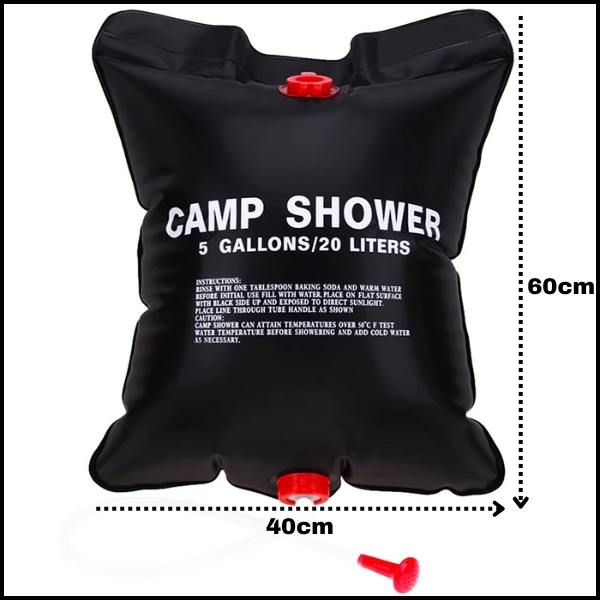 PRYSZNIC SOLARNY 20L KEMPINGOWY TURYSTYCZNY POLOWY BIWAKOWY NAGRZEWA WODĘ