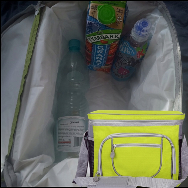 ZIELONA TORBA TERMICZNA IZOTERMICZNA 30L Z PASKIEM I KIESZONKAMI NA ŻYWNOŚĆ