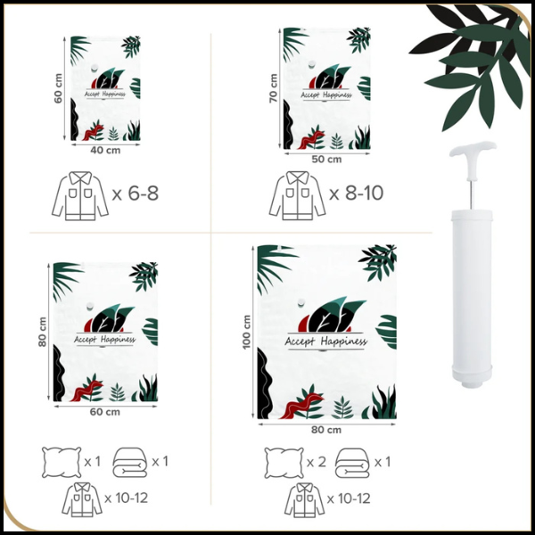 14XWORKI PRÓŻNIOWE NA UBRANIA KURTKI ZIMOWE GRUBE WODOODPORNE+POMPKA