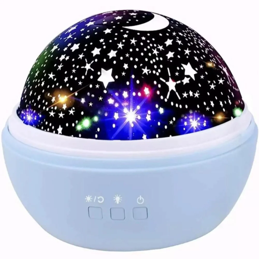 LAMPKA NOCNA PROJEKTOR GWIAZD RYBEK RZUTNIK NIEBA 2W1 NIEBIESKA DLA DZIECKA