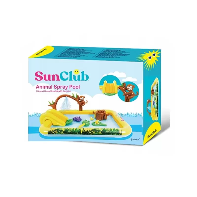 WODNY PLAC ZABAW DLA DZICIE BASEN ZE ZJEŻDŻALNIĄ MAŁPI GAJ DMUCHANY 160L