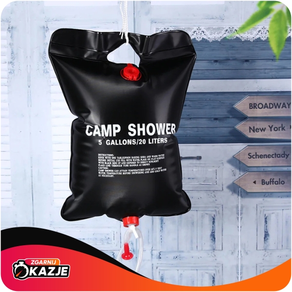 PRYSZNIC SOLARNY 20L KEMPINGOWY TURYSTYCZNY POLOWY BIWAKOWY NAGRZEWA WODĘ