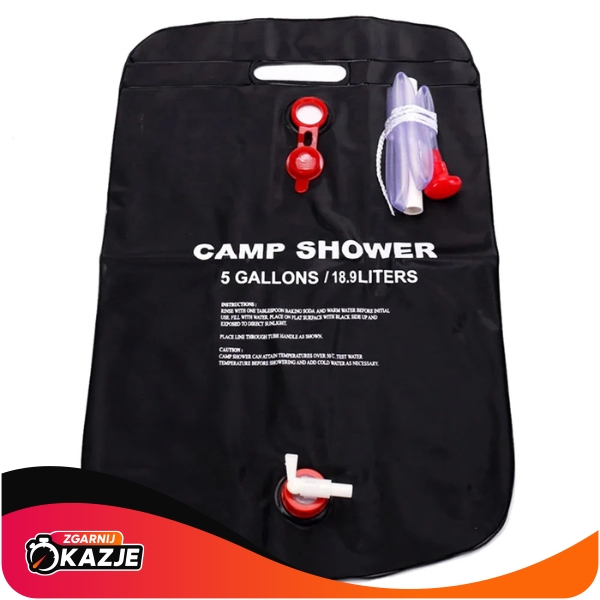PRYSZNIC SOLARNY 20L KEMPINGOWY TURYSTYCZNY POLOWY BIWAKOWY NAGRZEWA WODĘ