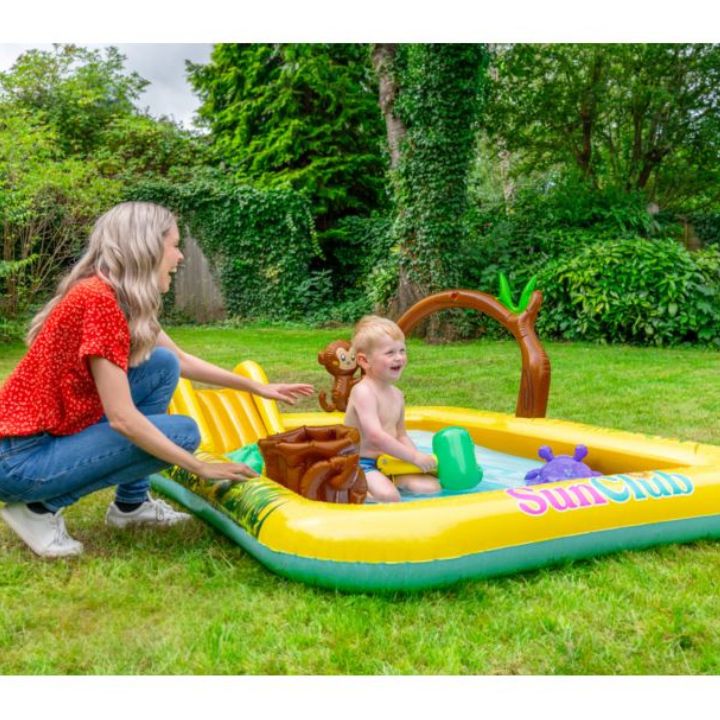 WODNY PLAC ZABAW DLA DZICIE BASEN ZE ZJEŻDŻALNIĄ MAŁPI GAJ DMUCHANY 160L