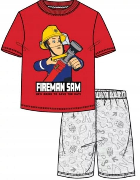 Piżama dziecięca chłopięca krótki rękaw bawełna zestaw 110 116 Strażak Sam