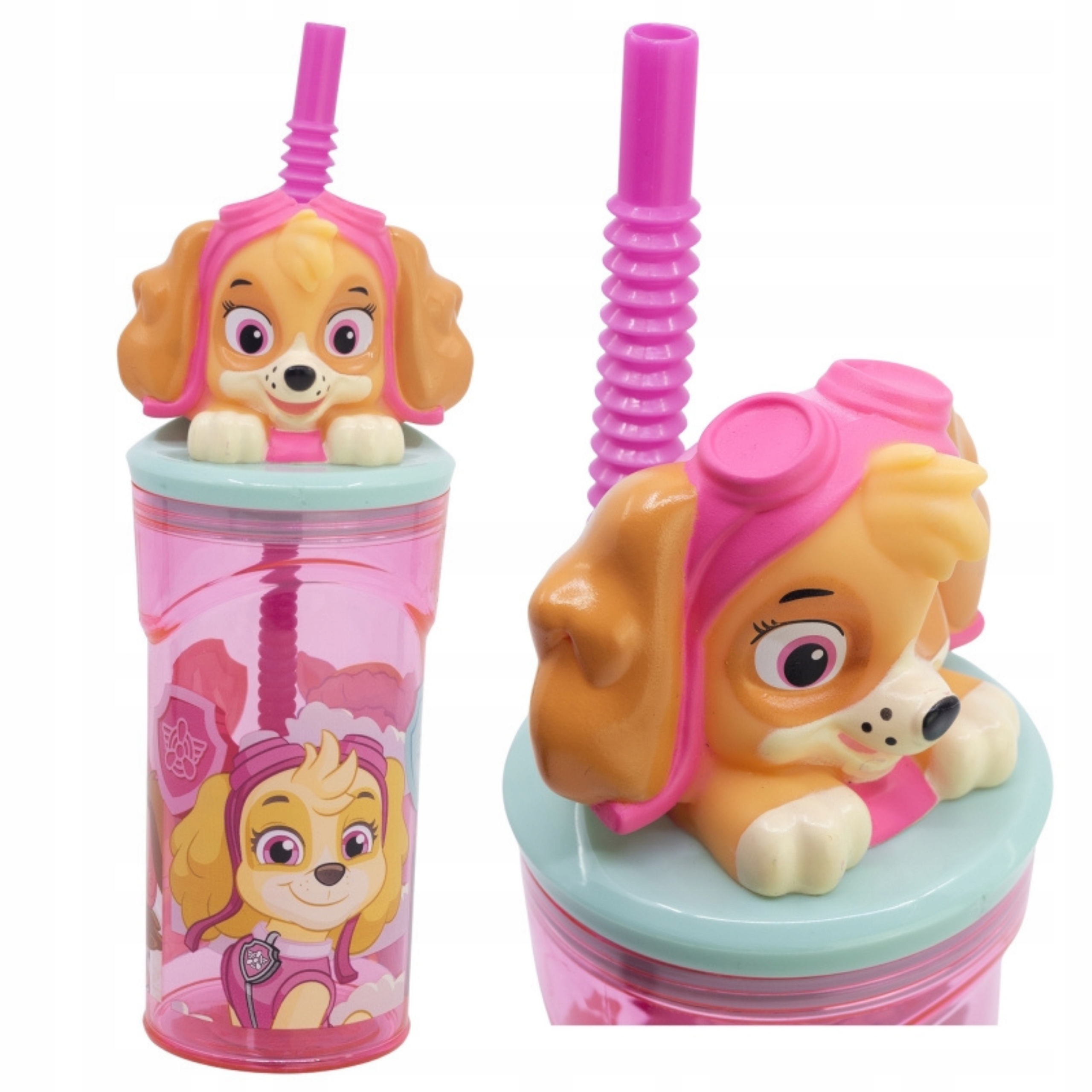 Kubek ze słomką do picia dla dzieci Skye Psi Patrol figurka słomka 3D 360ML