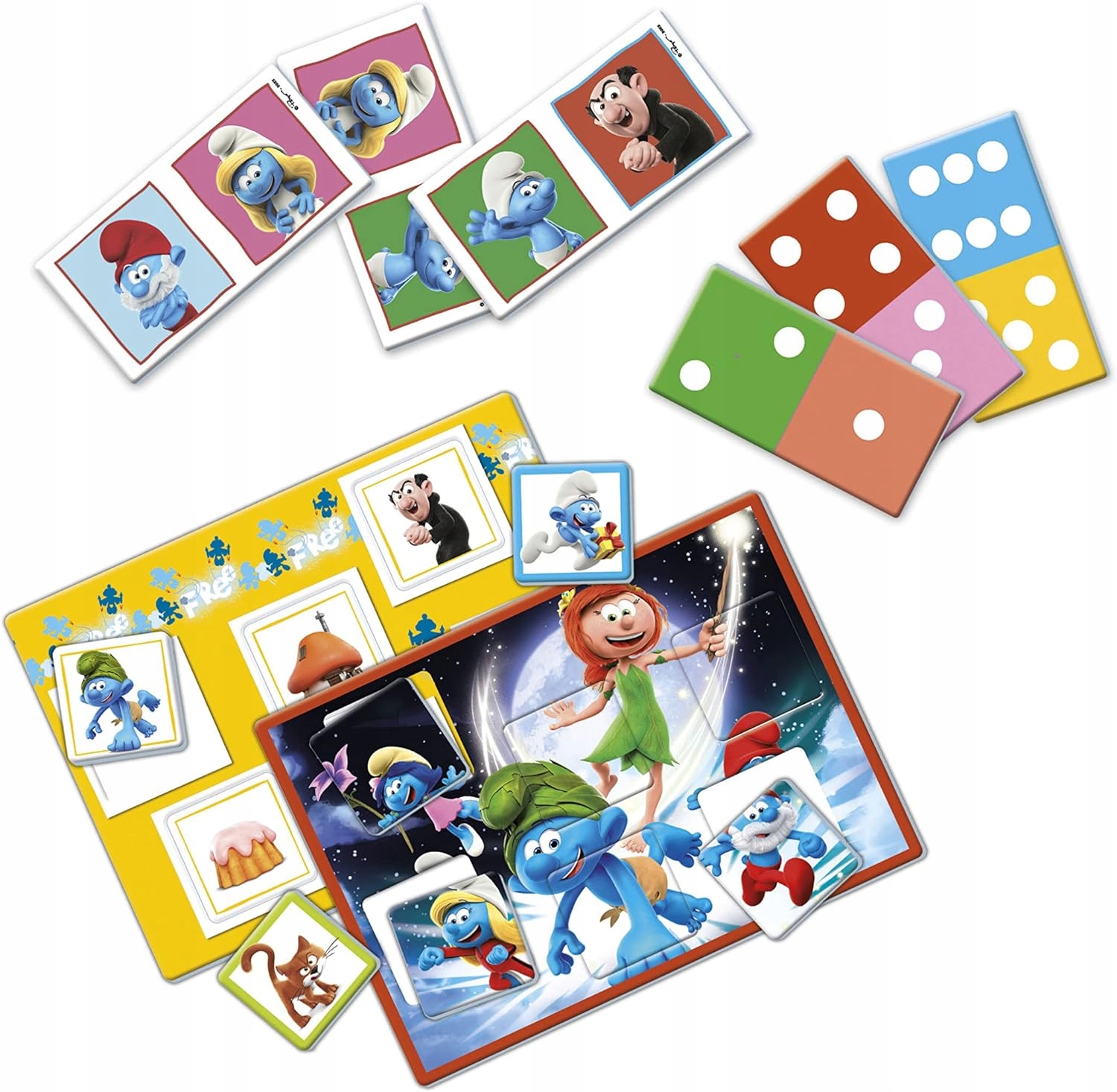 GRA SMERFY 2W1 DOMINO MEMORY