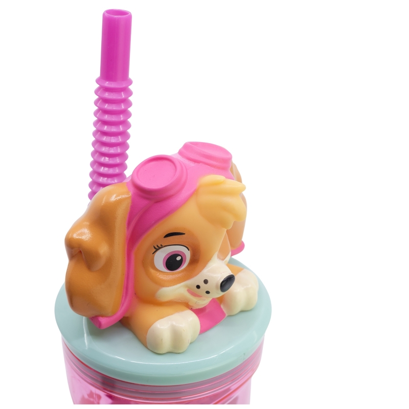 Kubek ze słomką do picia dla dzieci Skye Psi Patrol figurka słomka 3D 360ML