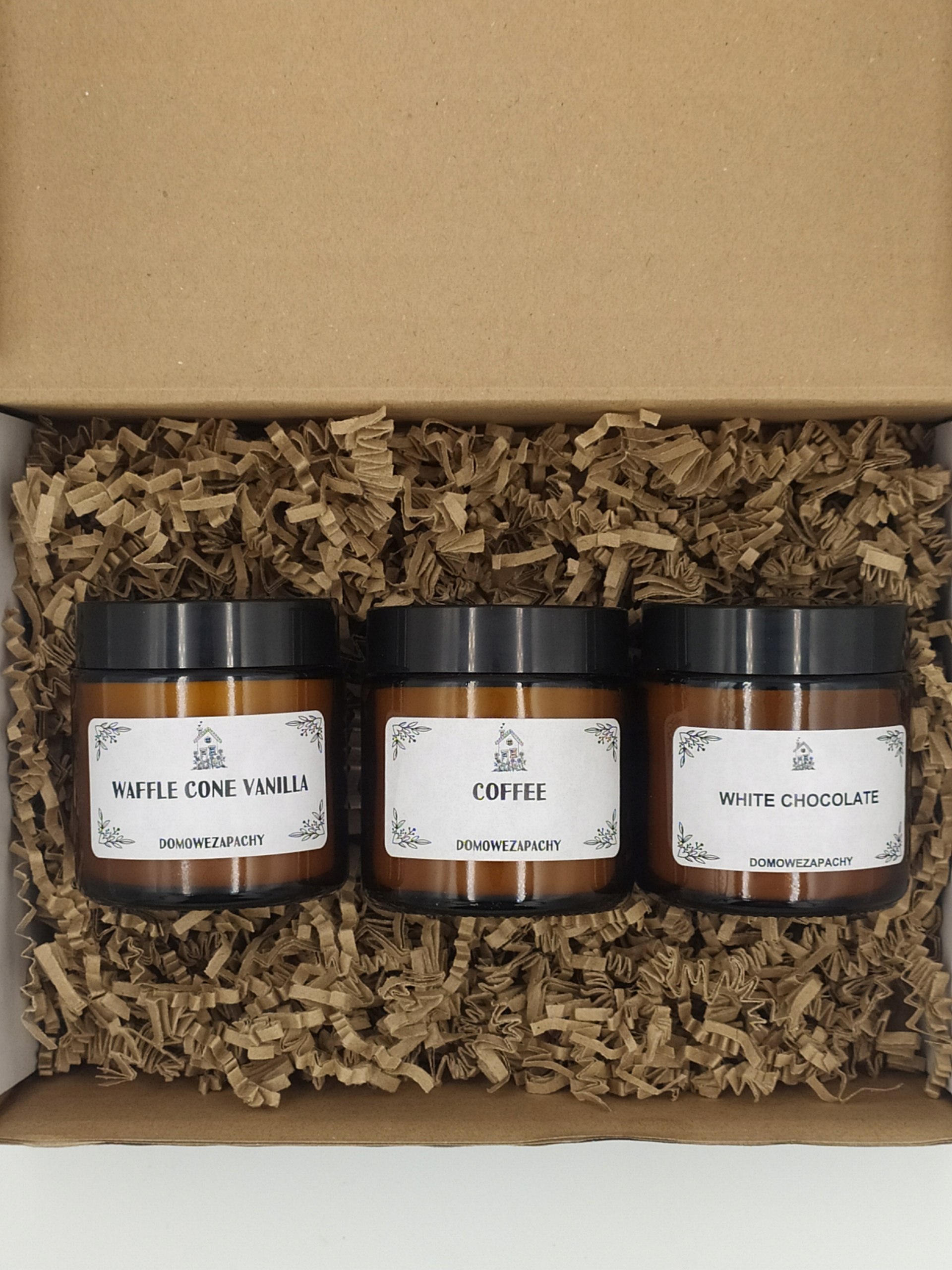 Zestaw Świec Sojowych w Brązowym Szkle