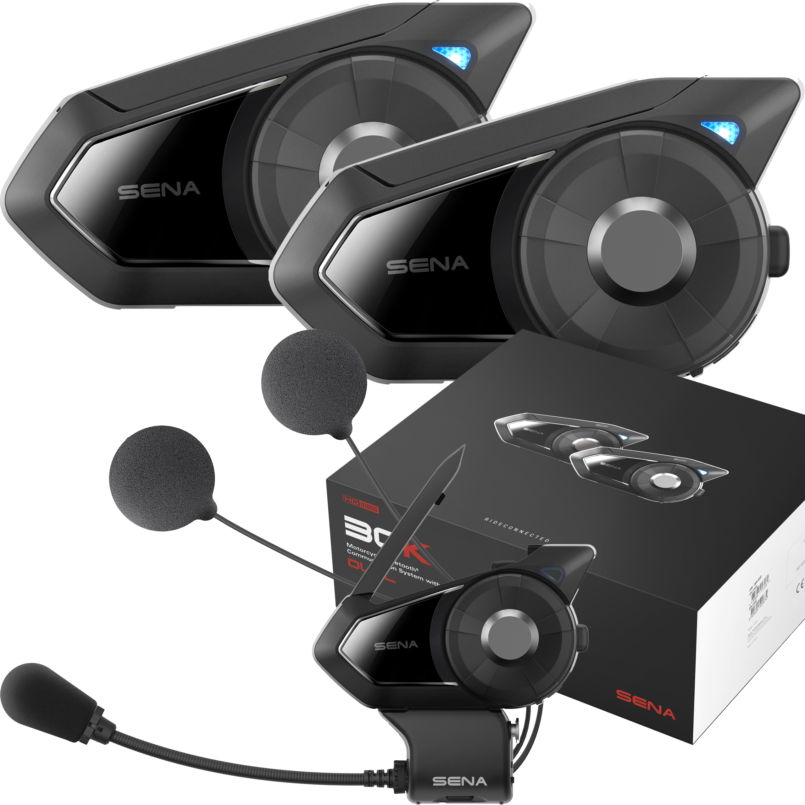 Interfon pentru casca motociclete, Sena 30K-03D, Dublu, Bluetooth
