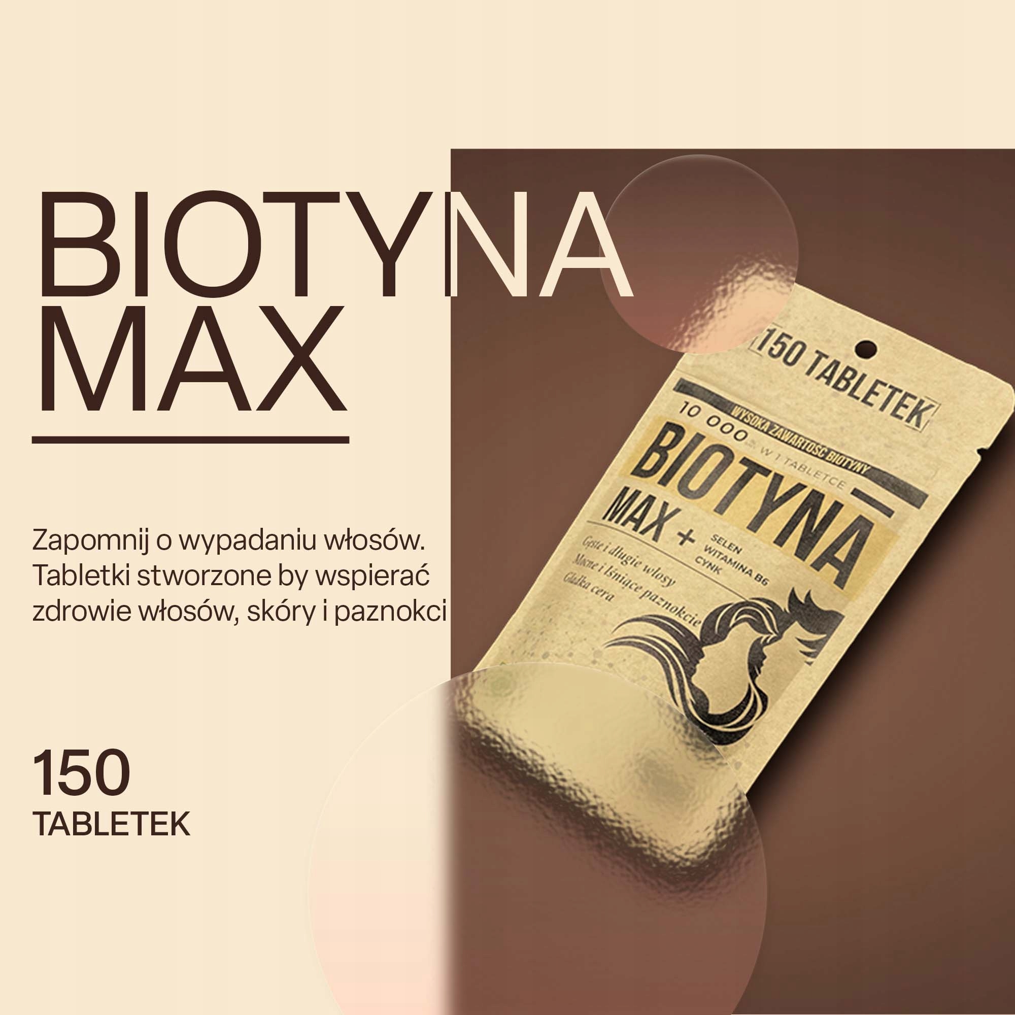 BIOTYNA - 150 tabletek ( + Cynk, Witamina B6, Selen) - MED-LEK LAB - Włosy