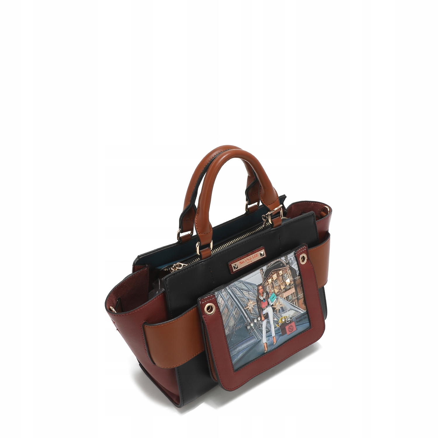 Geanta dama, Nicole Lee, Piele ecologica, 20x27x13cm, Multicolor
