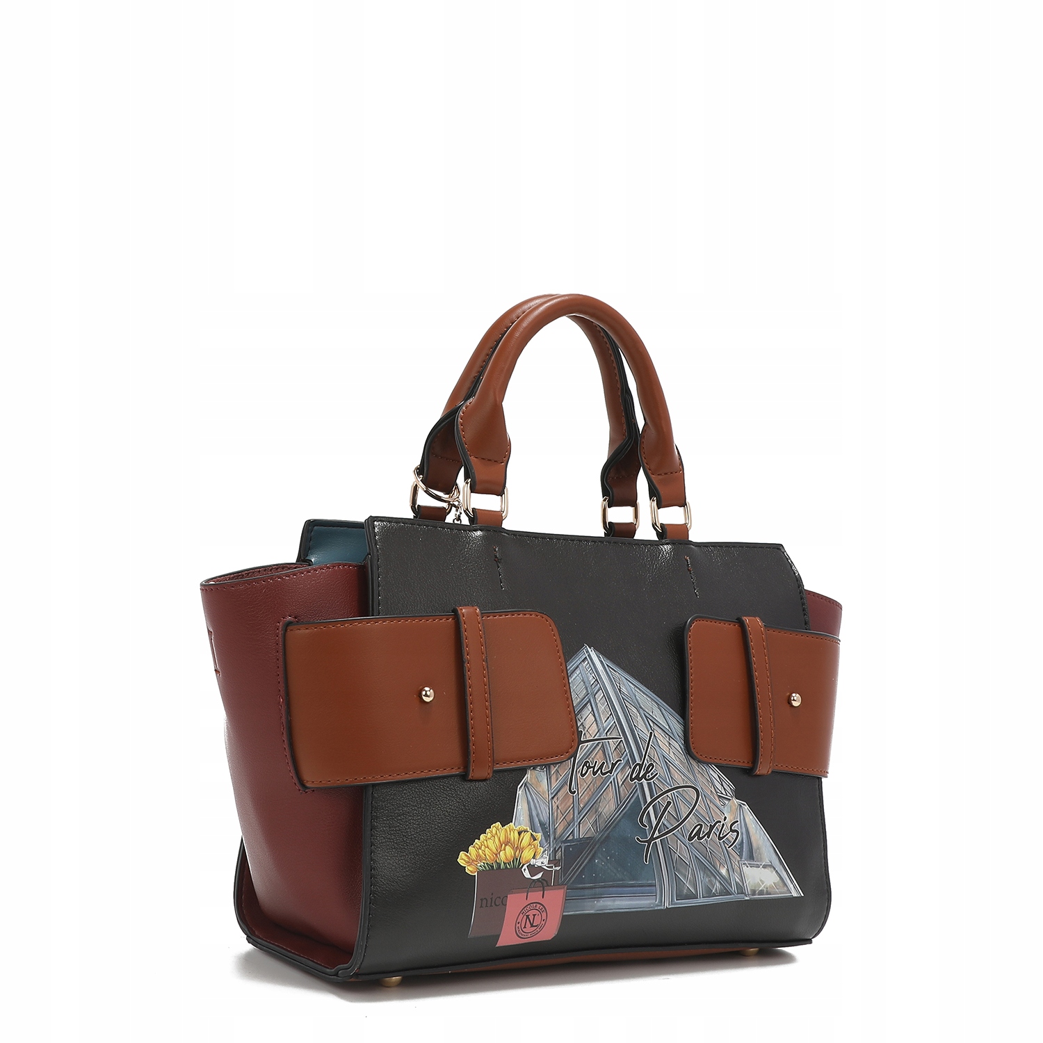 LOLO出品 Geanta dama, Nicole Lee, Piele ecologica, 20x27x13cm, Multicolor