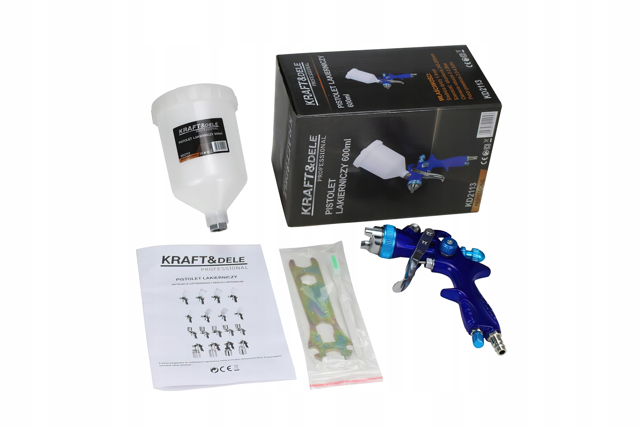Pistolet Lakierniczy Malarski 1,3 mm 600 ml 2,5-4 Bar 170 l/min Kraft&Dele