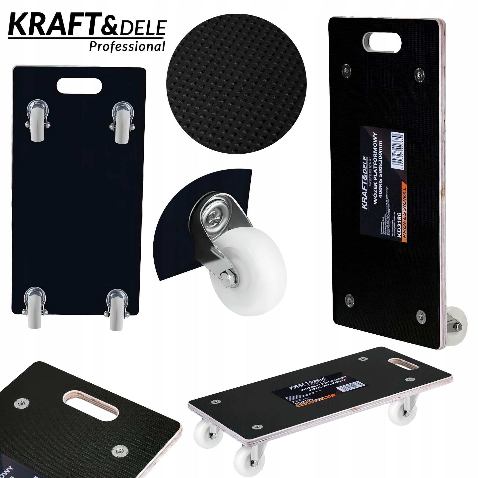 Wózek Platforma Transportowy Magazynowy 400 kg 580x300mm Kraft&Dele