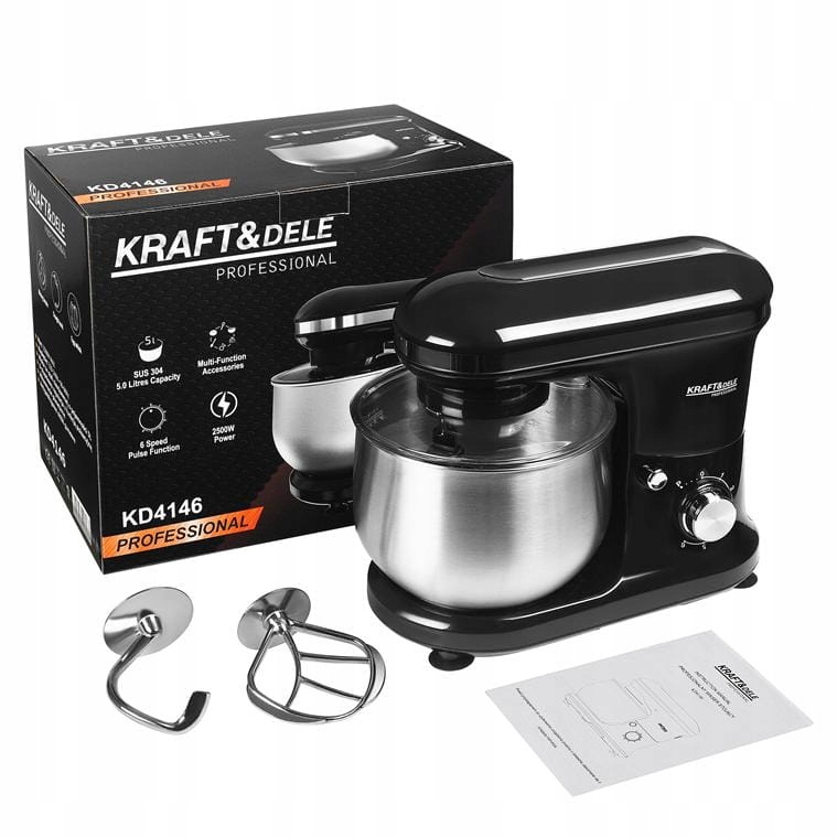 Mikser Robot Planetarny Wielofunkcyjny 3w1 2500W 5L 6 Prędkości Kraft&Dele