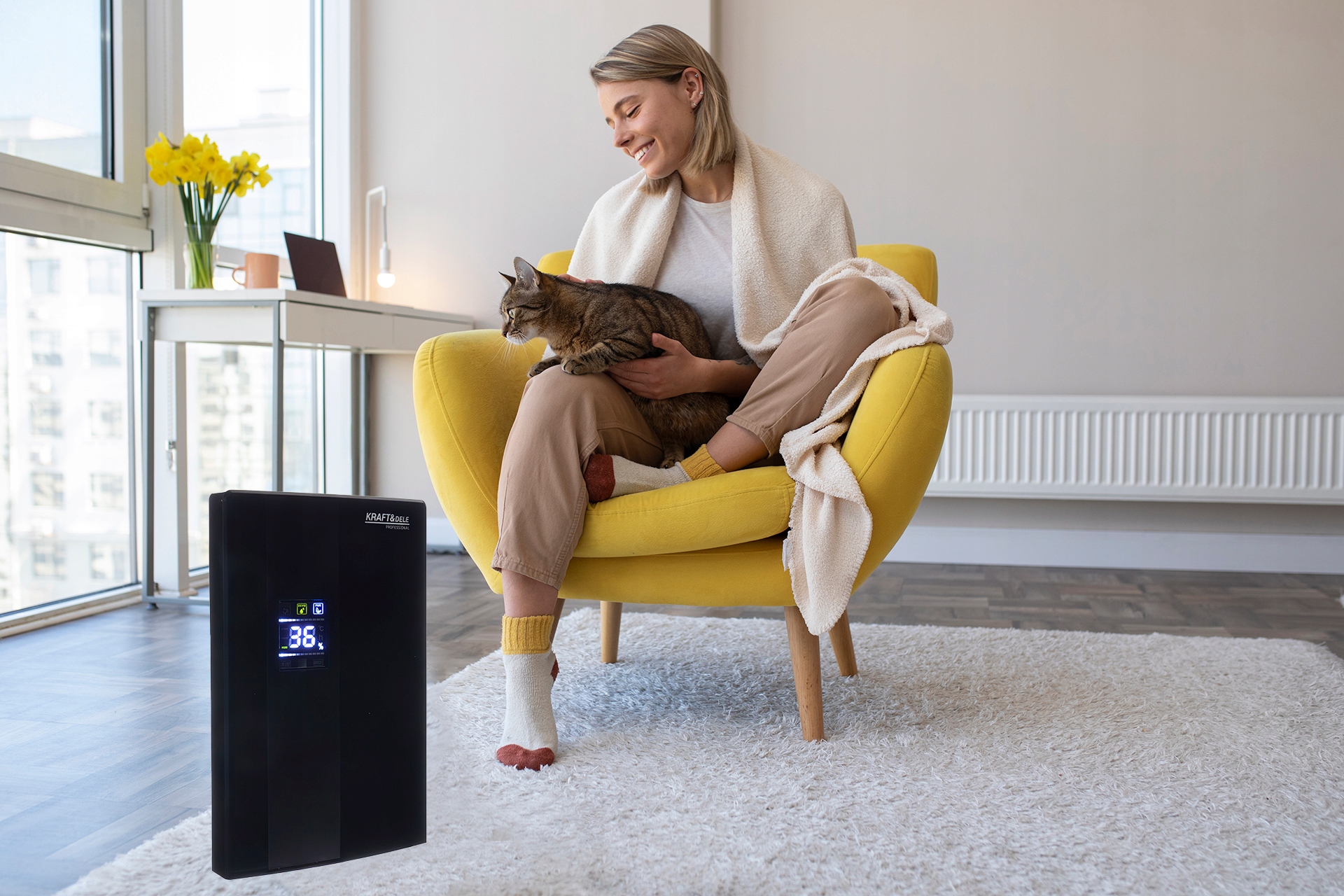 Osuszacz Powietrza Czarny 120W 2000ml 700ml/24h LCD Pilot Kraft&Dele