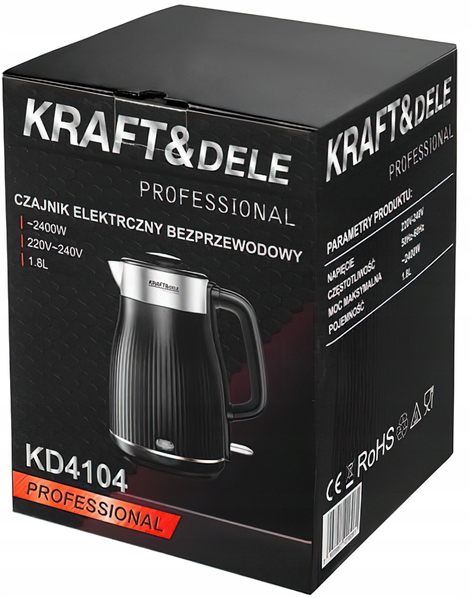 Czajnik Elektryczny 1,8L 2400W 230V Stal Nierdzewna Kraft&Dele