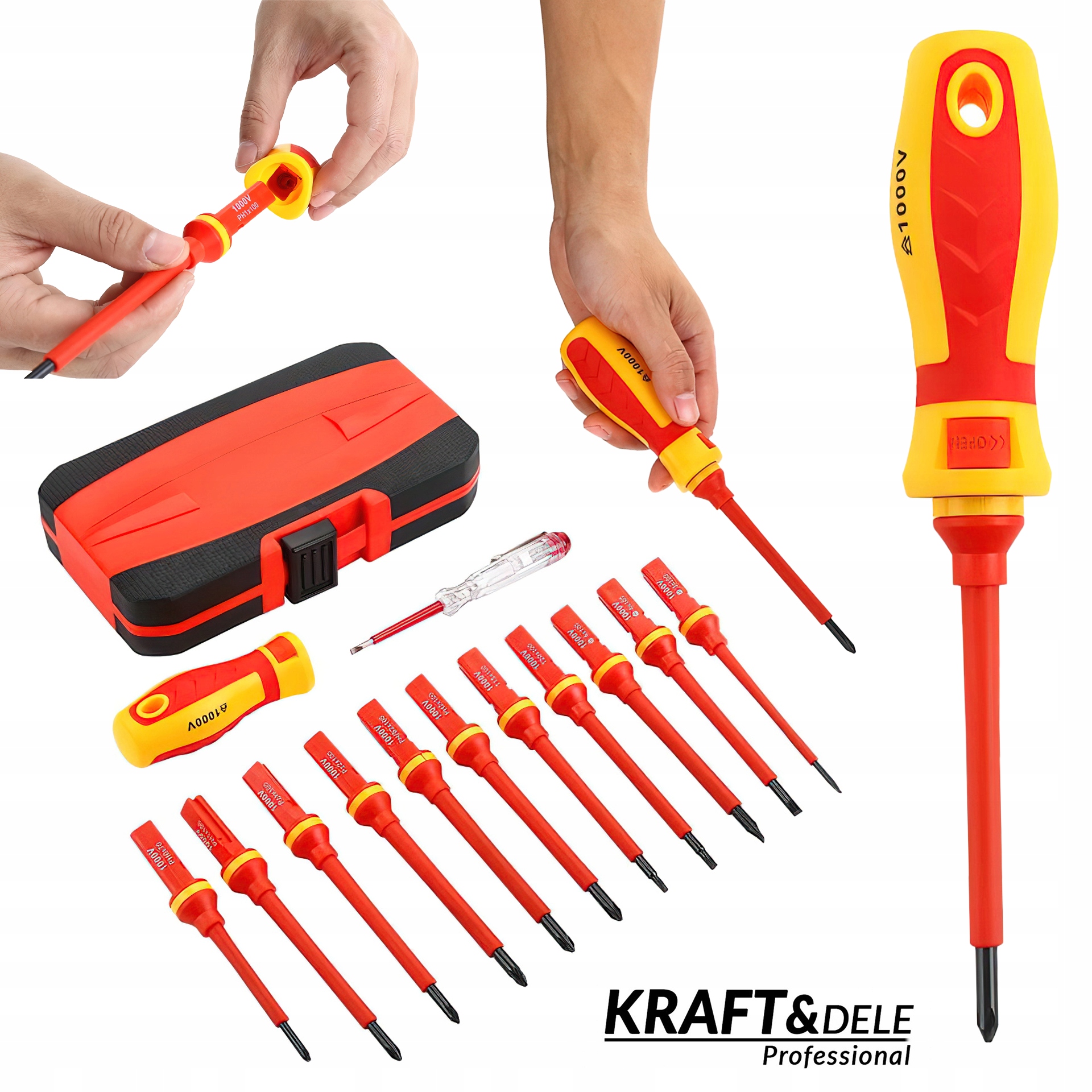 Zestaw Śrubokrętów Izolowanych Elektrycznych 14 Elementów Kraft&Dele