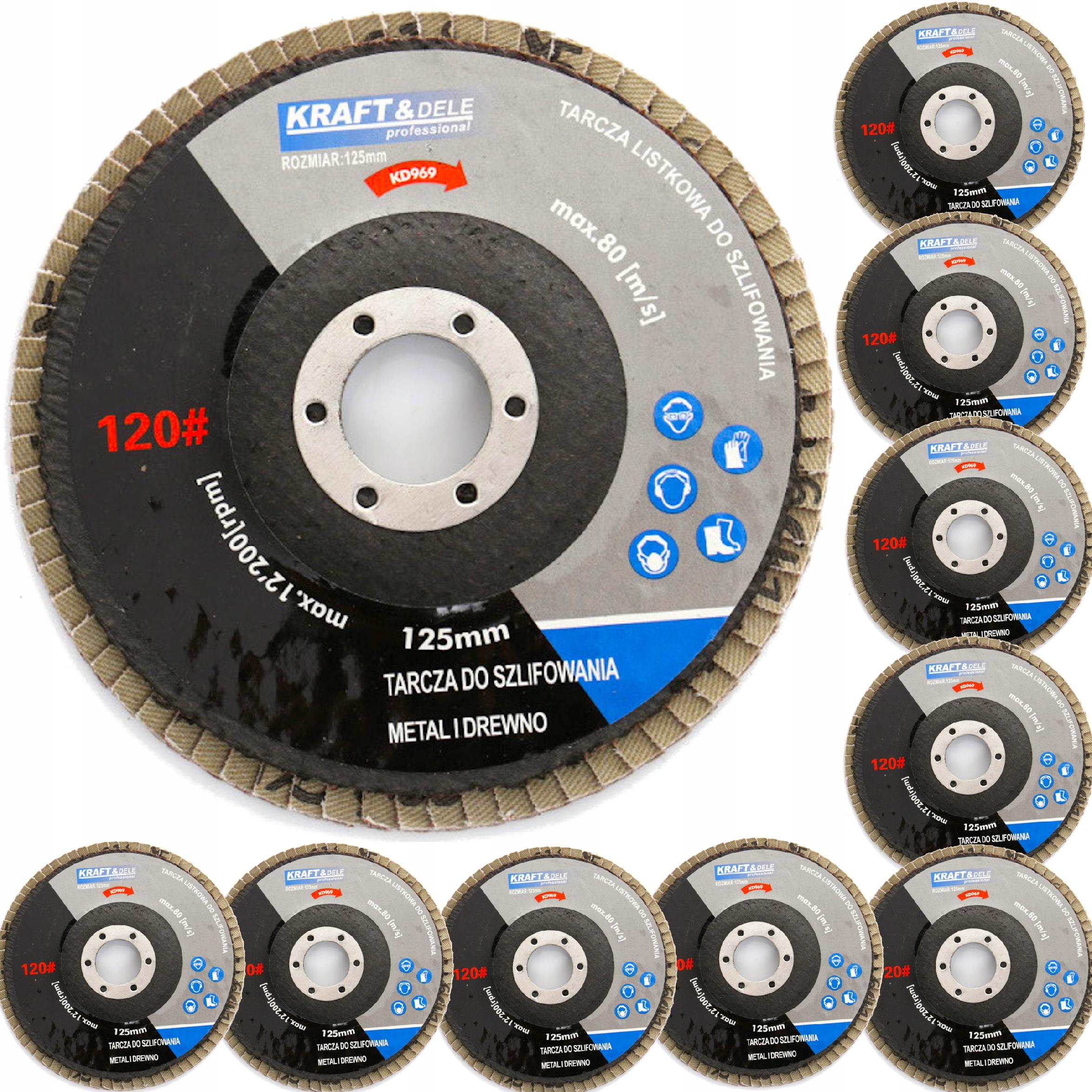 Komplet Tarcz Listkowych do Drewna Metalu 115 mm P100 10 Sztuk Kraft&Dele