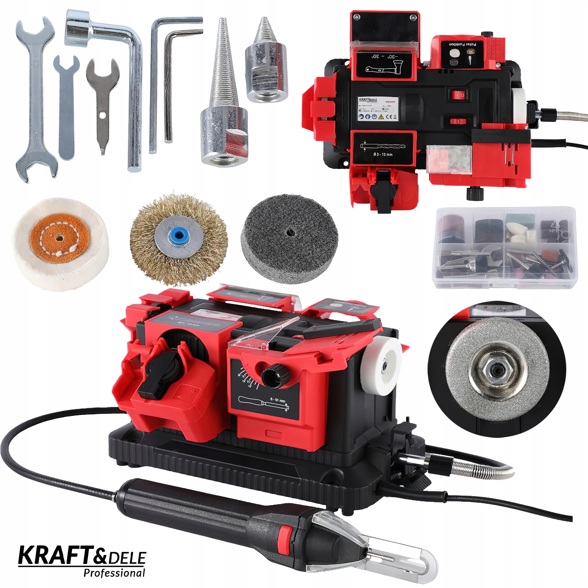 Ostrzałka Wierteł Noży Dłut Wielofunkcyjna 8w1 220W Kraft&Dele