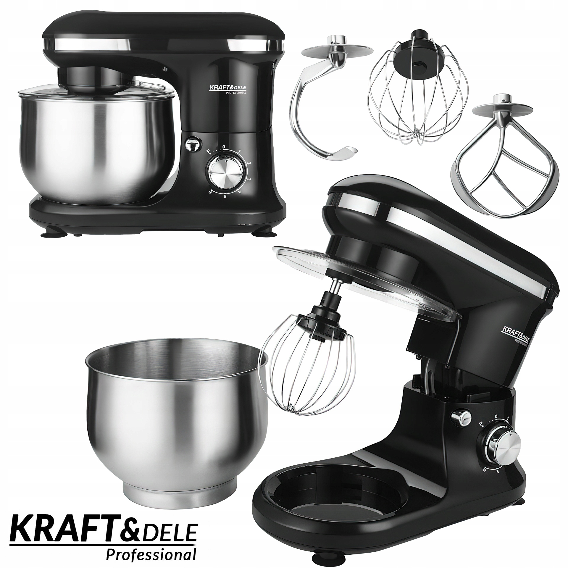 Mikser Robot Planetarny Wielofunkcyjny 3w1 2500W 5L 6 Prędkości Kraft&Dele