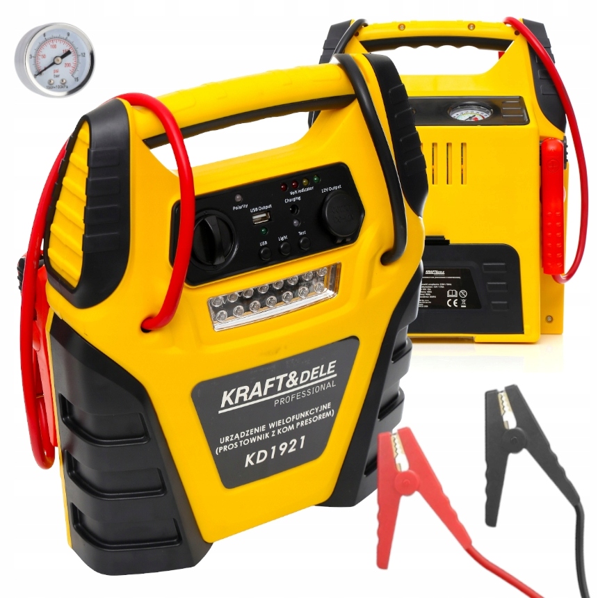 5W1 JUMP STARTER PROSTOWNIK ROZRUCH POWERBANK KOMPRESOR 17 Ah ŁADOWARKA LED