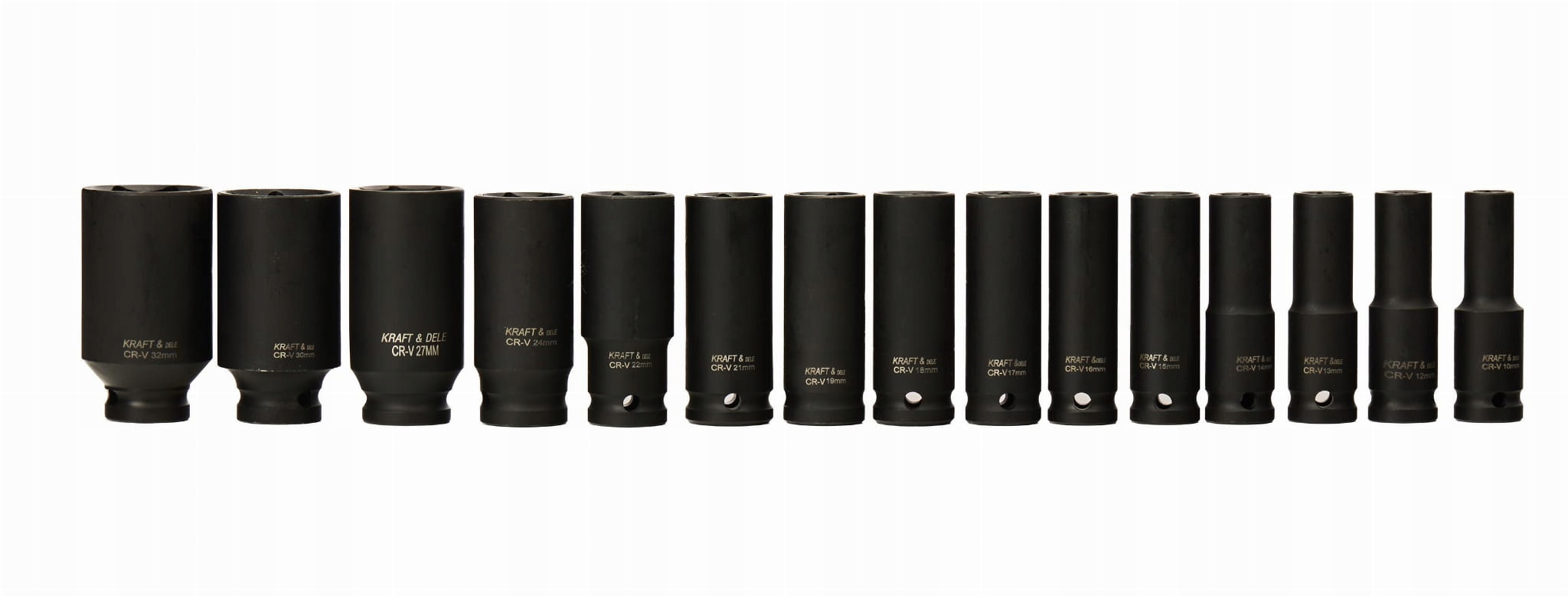 Nasadki Udarowe 1/2"" Cala 15 Sztuk Długie 10-32 mm CR-V Walizka Kraft&Dele