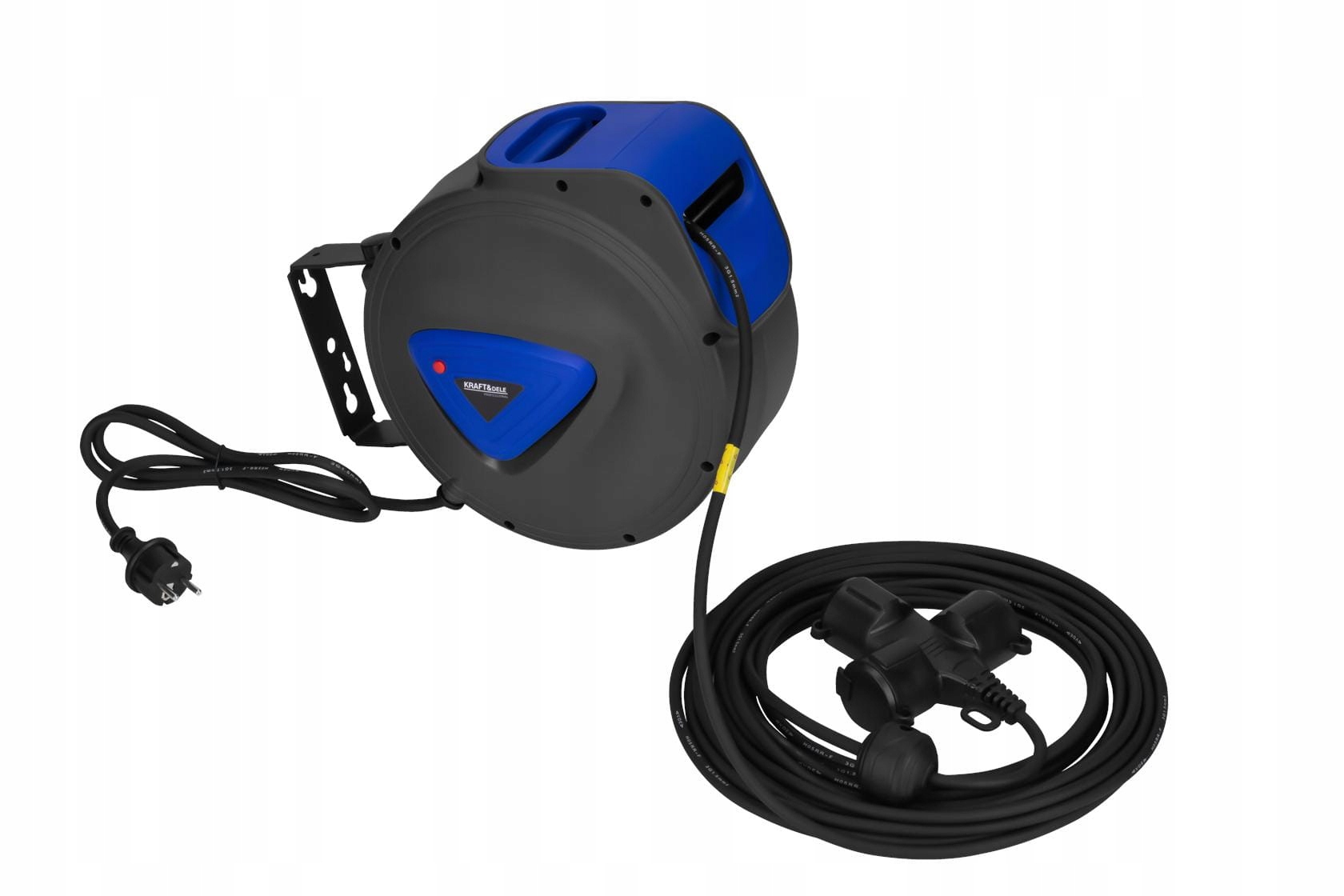 Przedłużacz Bębnowy Automatyczny Zwijacz Ścienny 180° 15m 3x Kraft&Dele