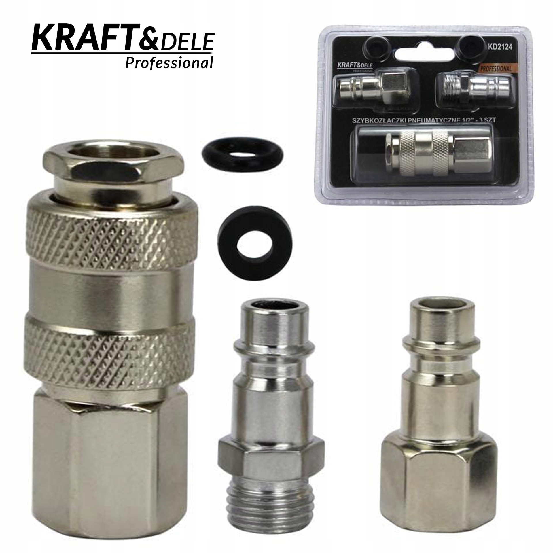 Szybkozłączki Pneumatyczne Zestaw 1/4"" 1/2"" Max 35 bar Kraft&Dele