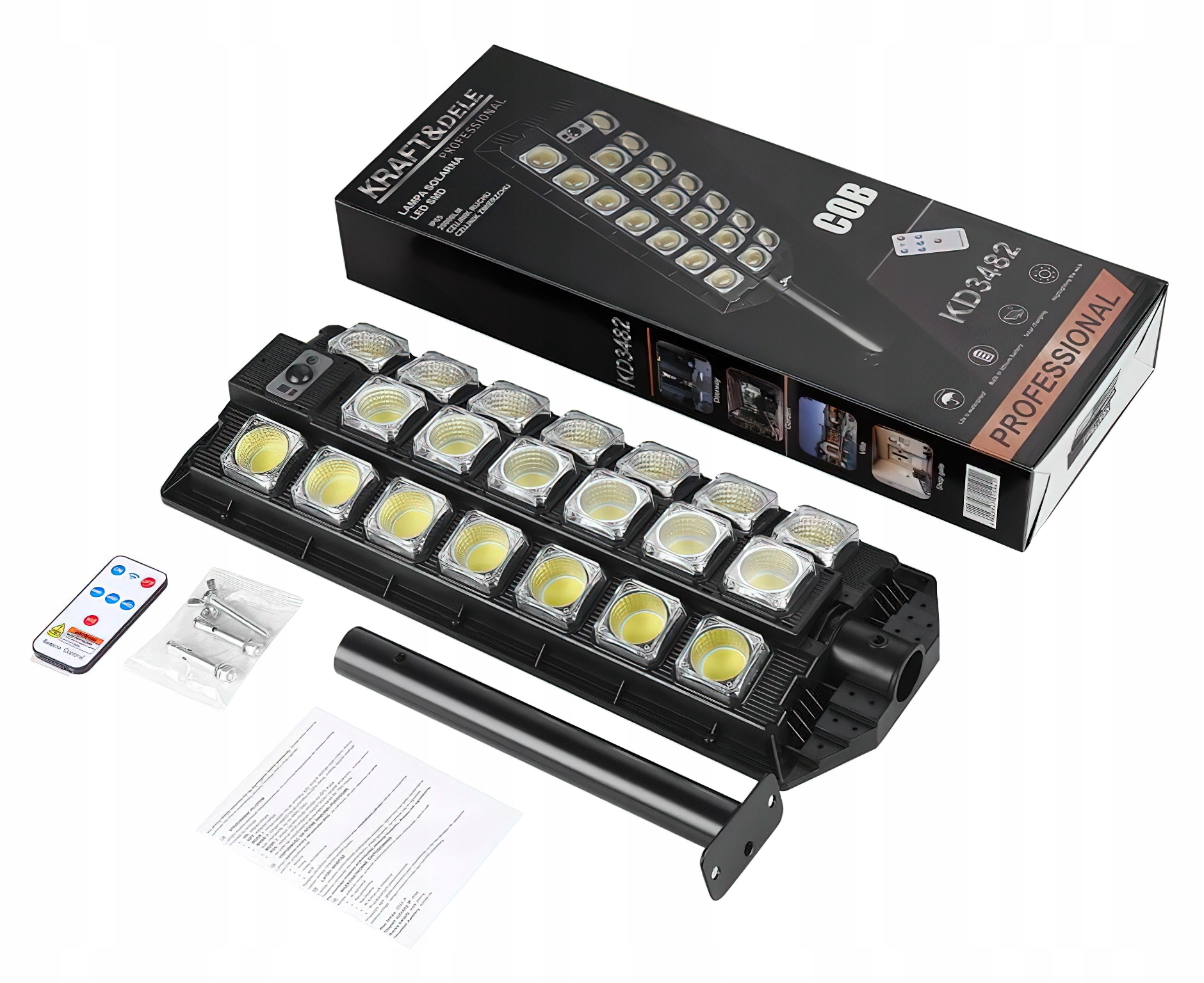 Lampa Uliczna Solarna z Pilotem Kraft&Dele 2500W 20.000 lm IP65