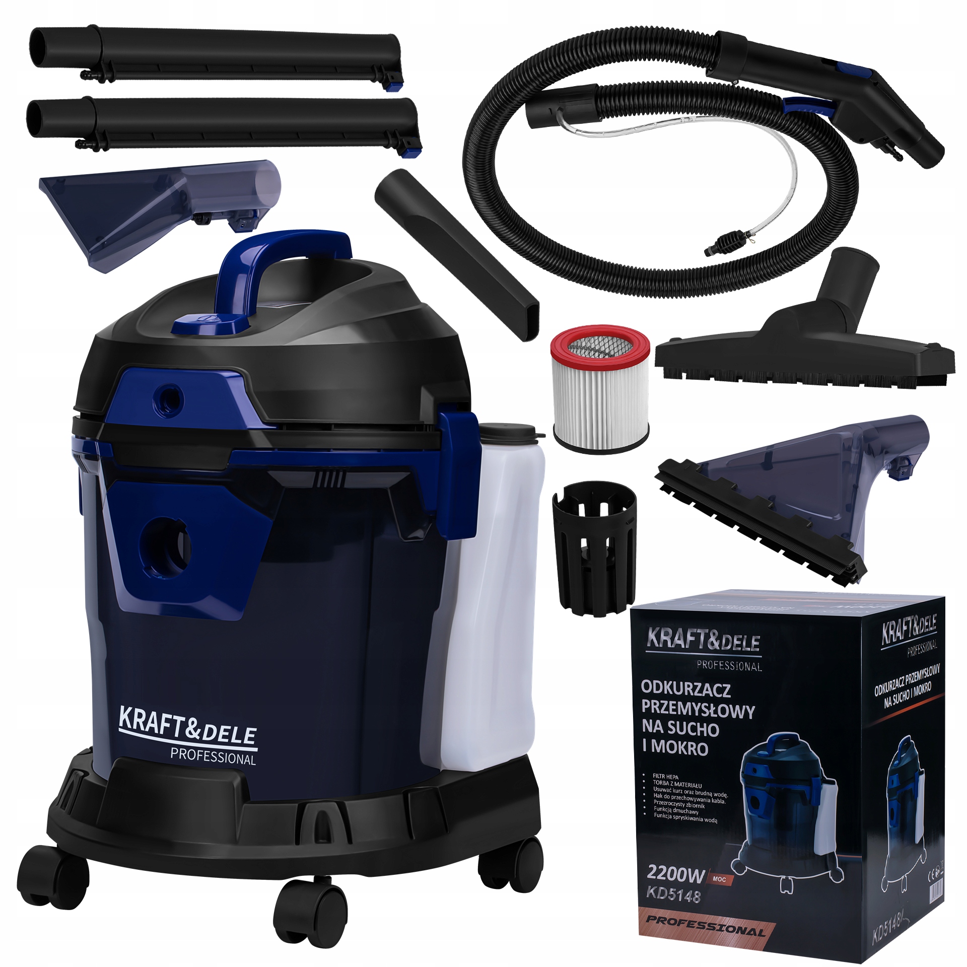 Odkurzacz Sucho Mokro Piorący Kraft&Dele 2200W 230V