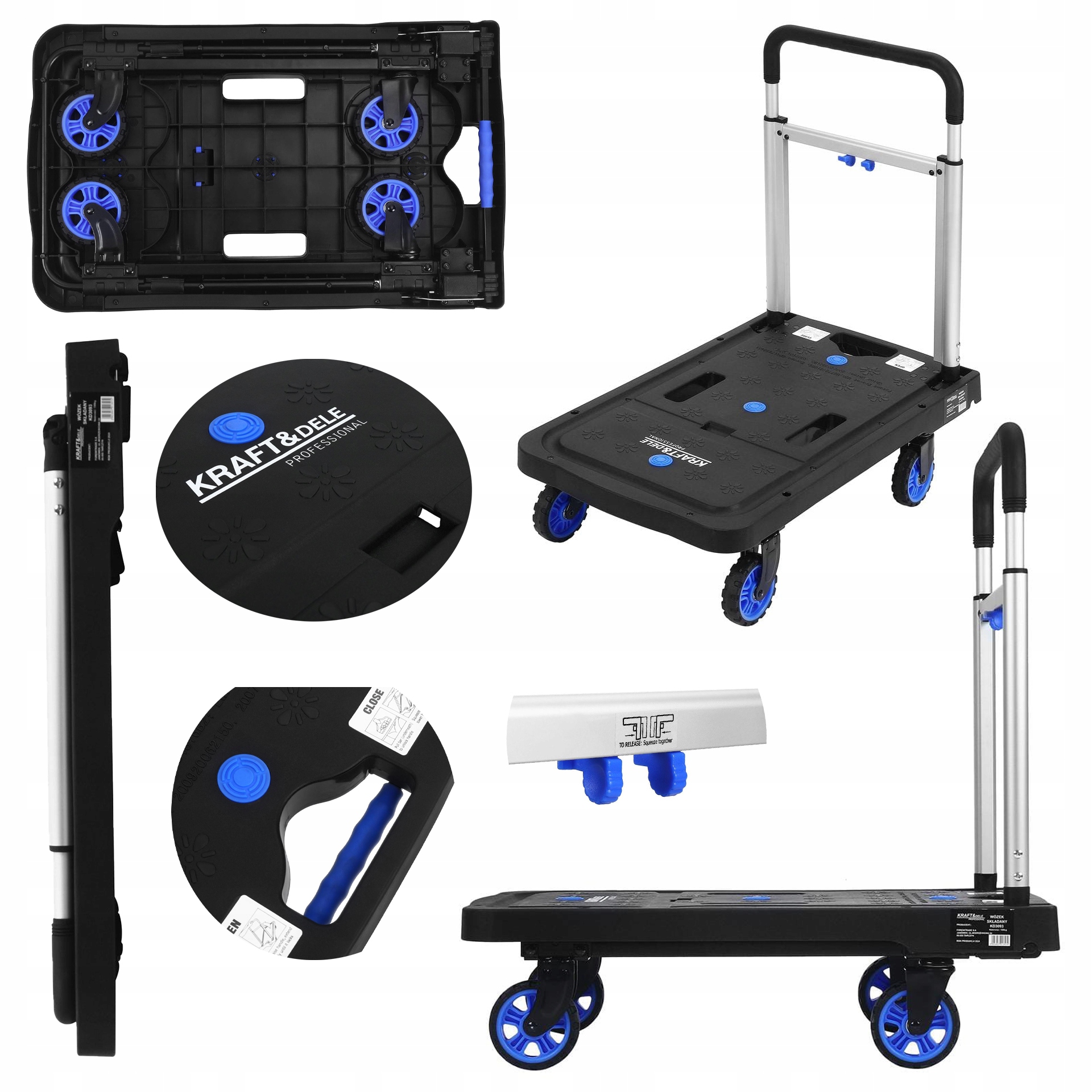 Wózek Składany Platforma Transportowy Magazynowy 150 kg Kraft&Dele