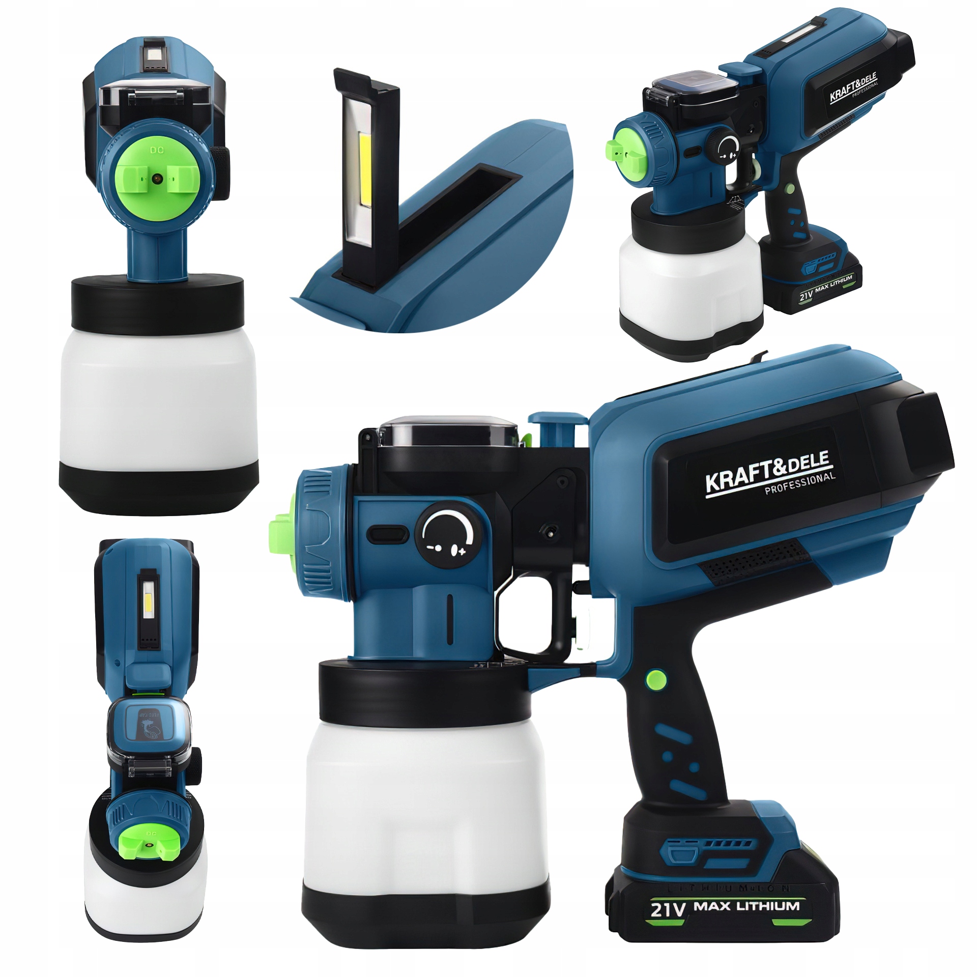 Bezprzewodowy Akumulatorowy Pistolet Natryskowy Lakierniczy 21V 1,2 L LED