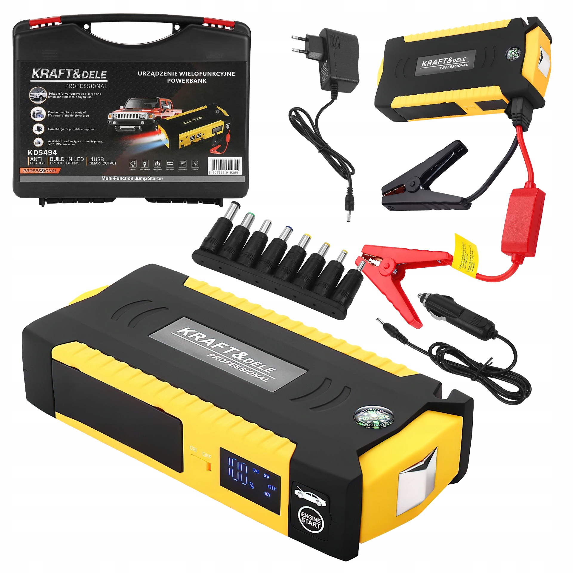 Jump Starter Booster PowerBank 3.0 USB-A + Walizka 16800 mAh 12V Kraft&Dele