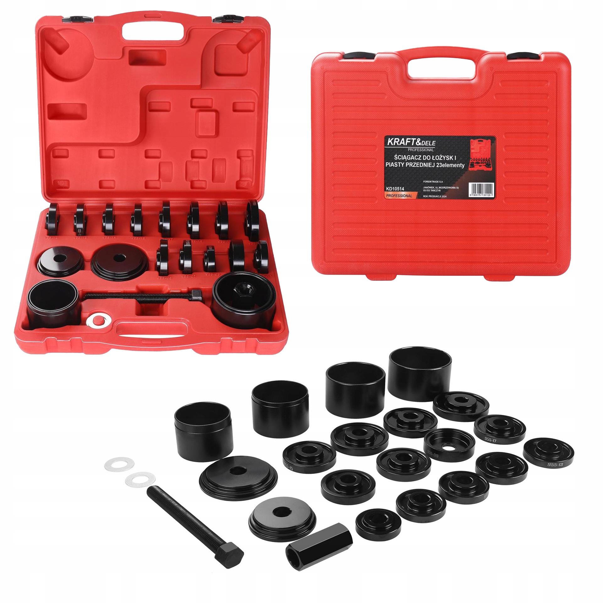Ściągacz do Łożysk i Piasty Przedniej 23 Elementy Kraft&Dele