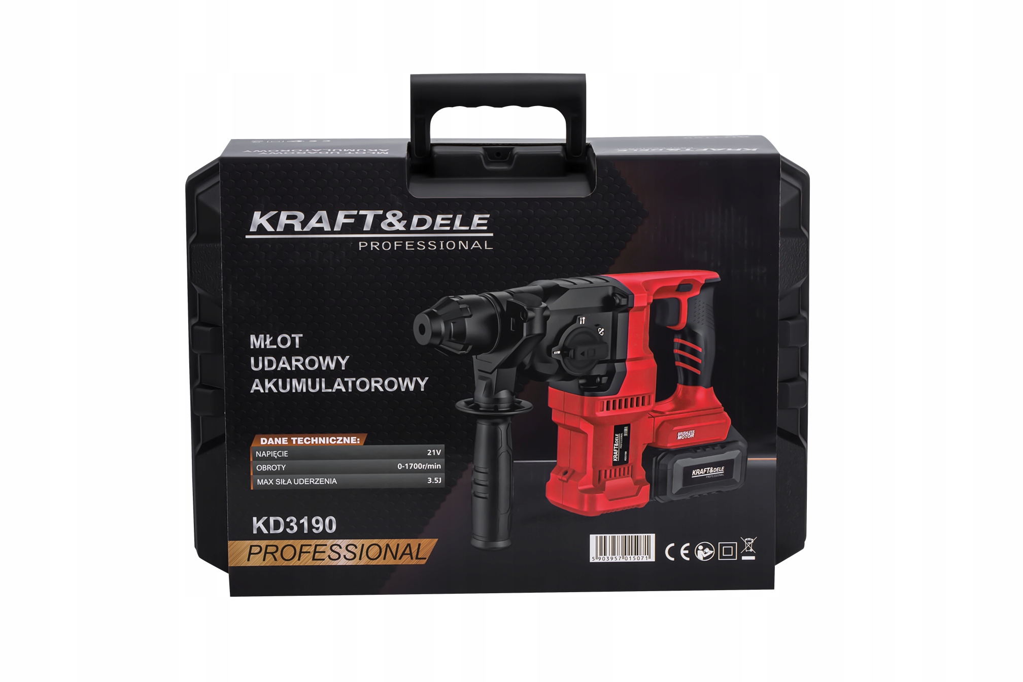 Młot Udarowy SDS Plus 3,5J Akumulatorowy 21V 2 x 4Ah Kraft&Dele