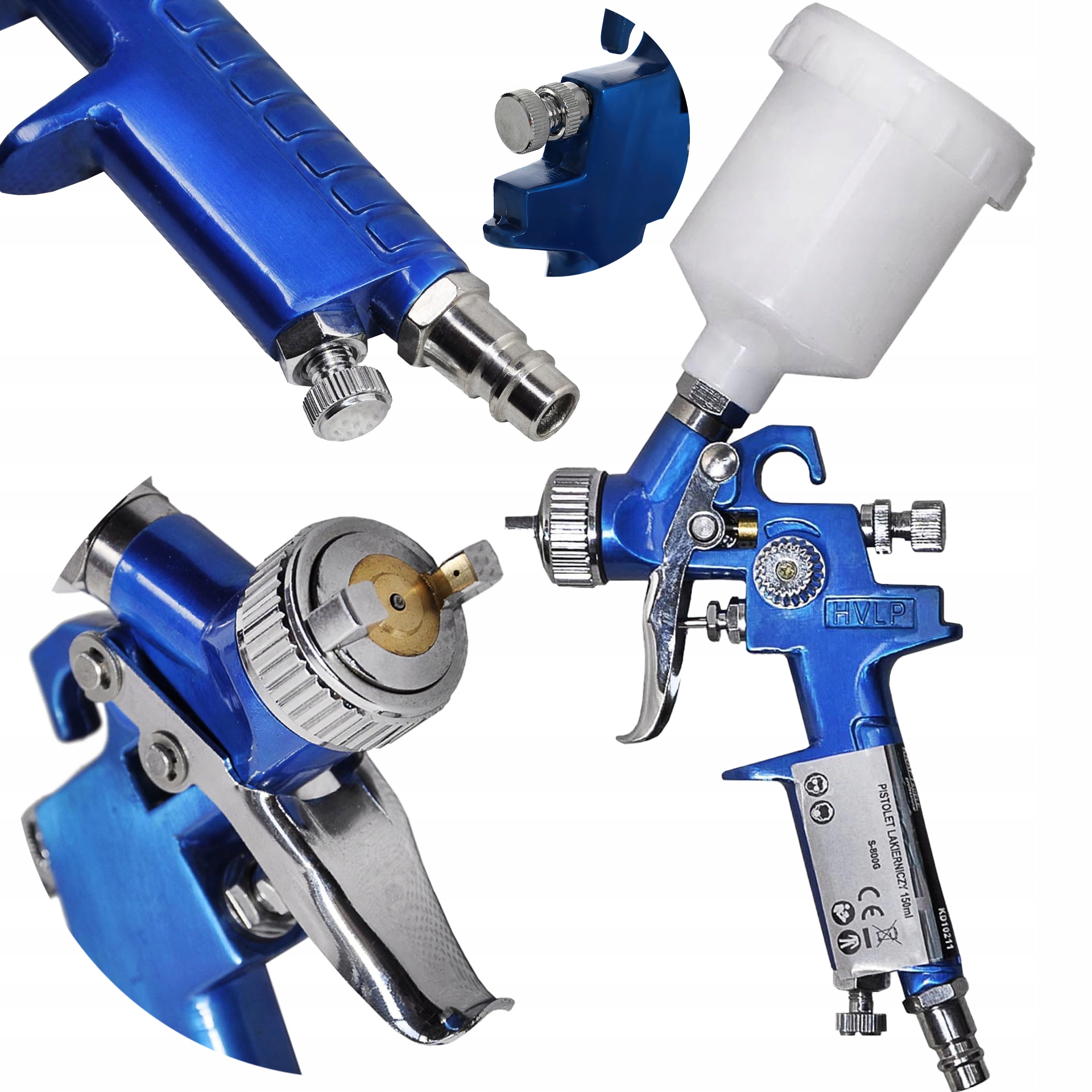 Pistolet Lakierniczy Malarski 0,8mm 150ml HVLP 3,5 Bar 141 l/min Kraft&Dele