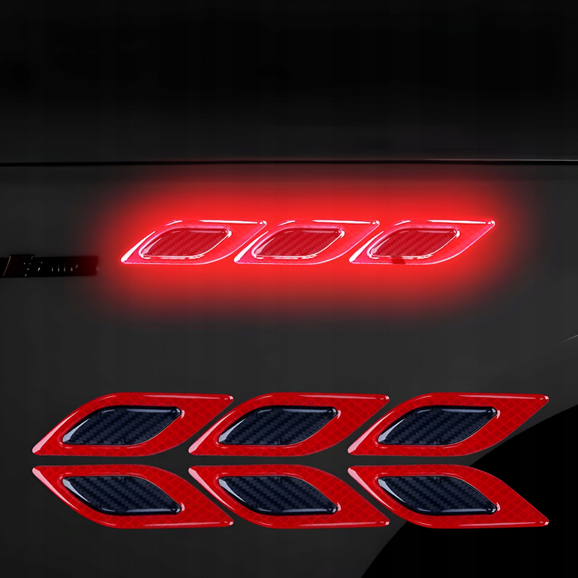 6 NAKLEJKI NALEPKI FOLIA OCHRONNA ŻYWICZNA 3D ODBLASKOWA DO SAMOCHODU