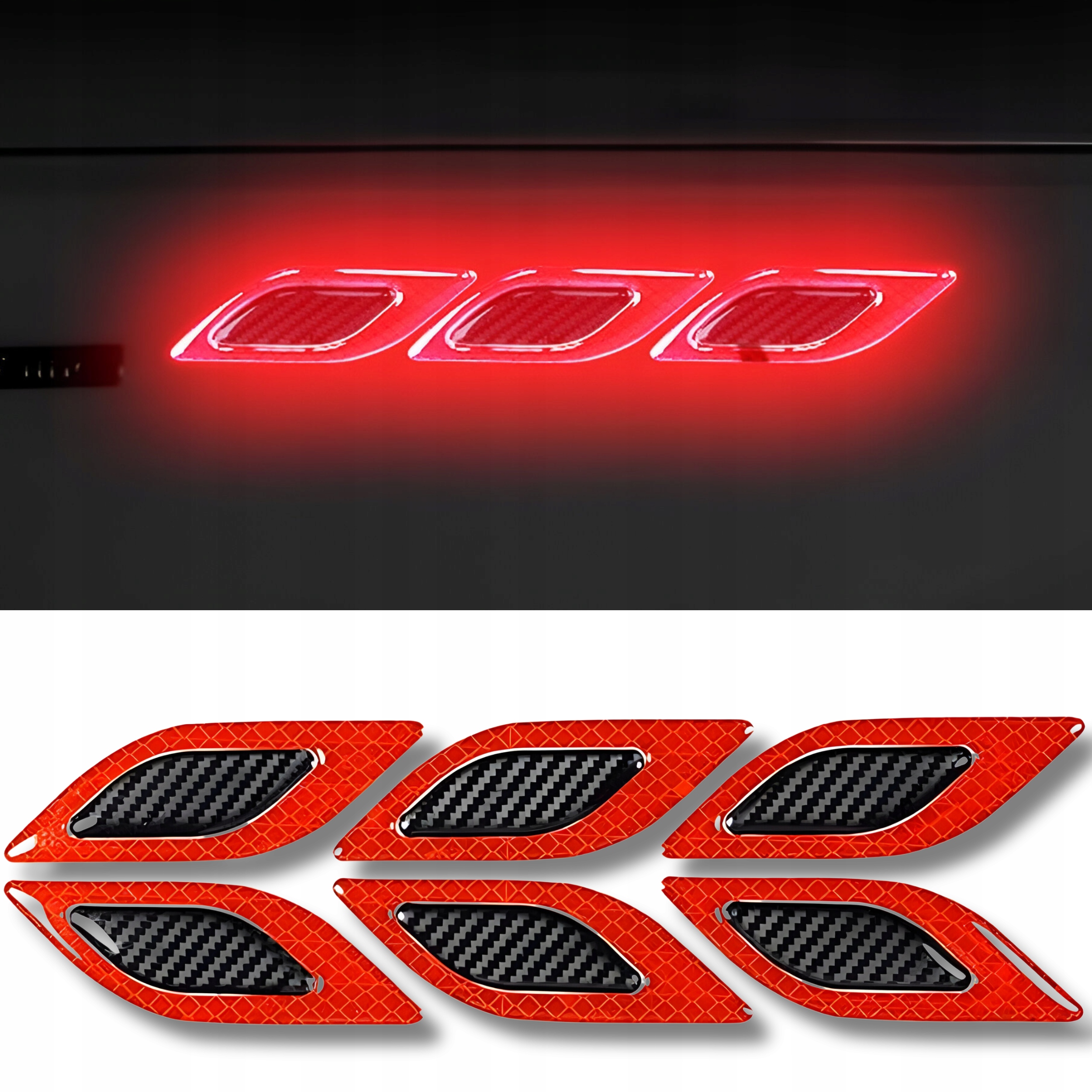 6 NAKLEJKI NALEPKI FOLIA OCHRONNA ŻYWICZNA 3D ODBLASKOWA DO SAMOCHODU