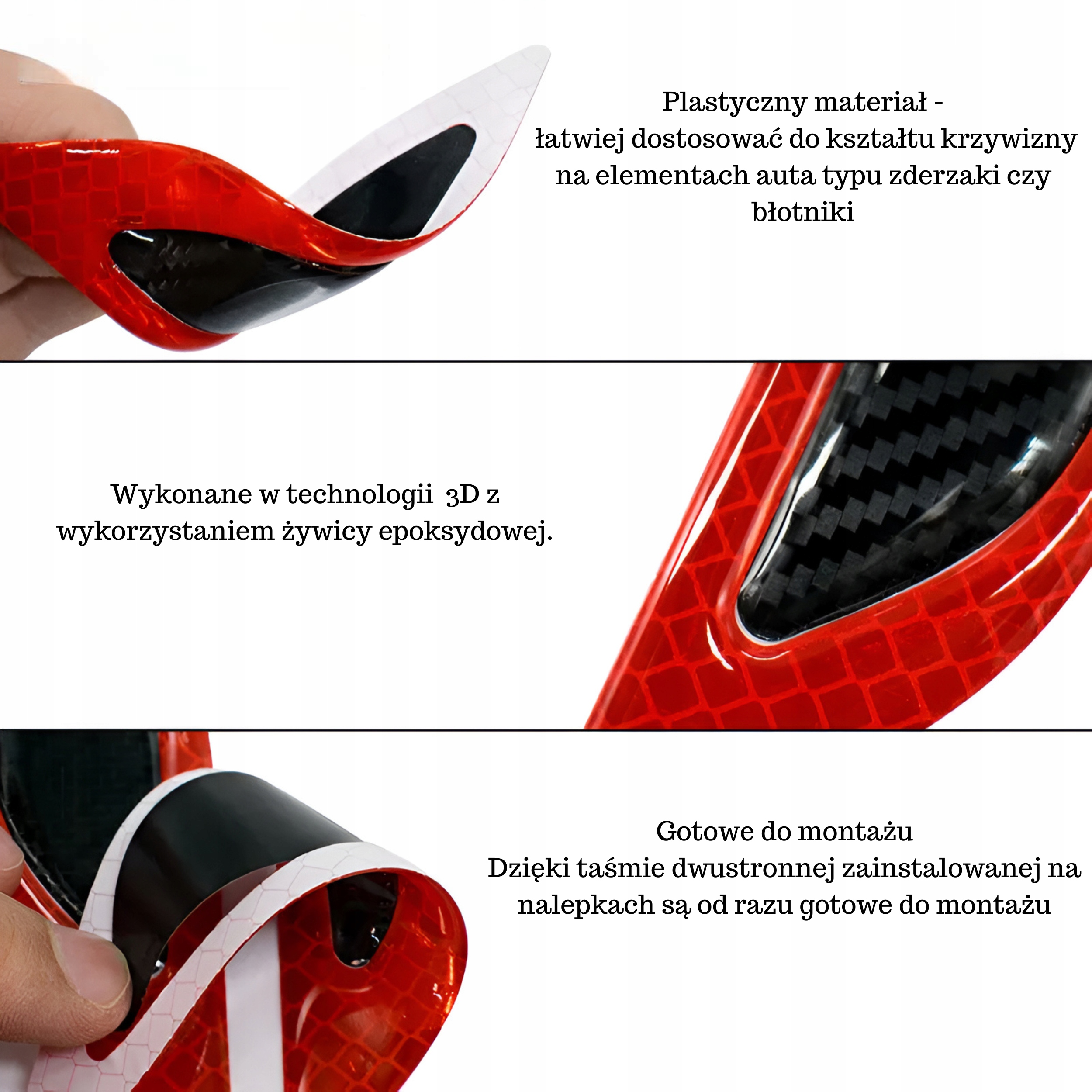 6 NAKLEJKI NALEPKI FOLIA OCHRONNA ŻYWICZNA 3D ODBLASKOWA DO SAMOCHODU