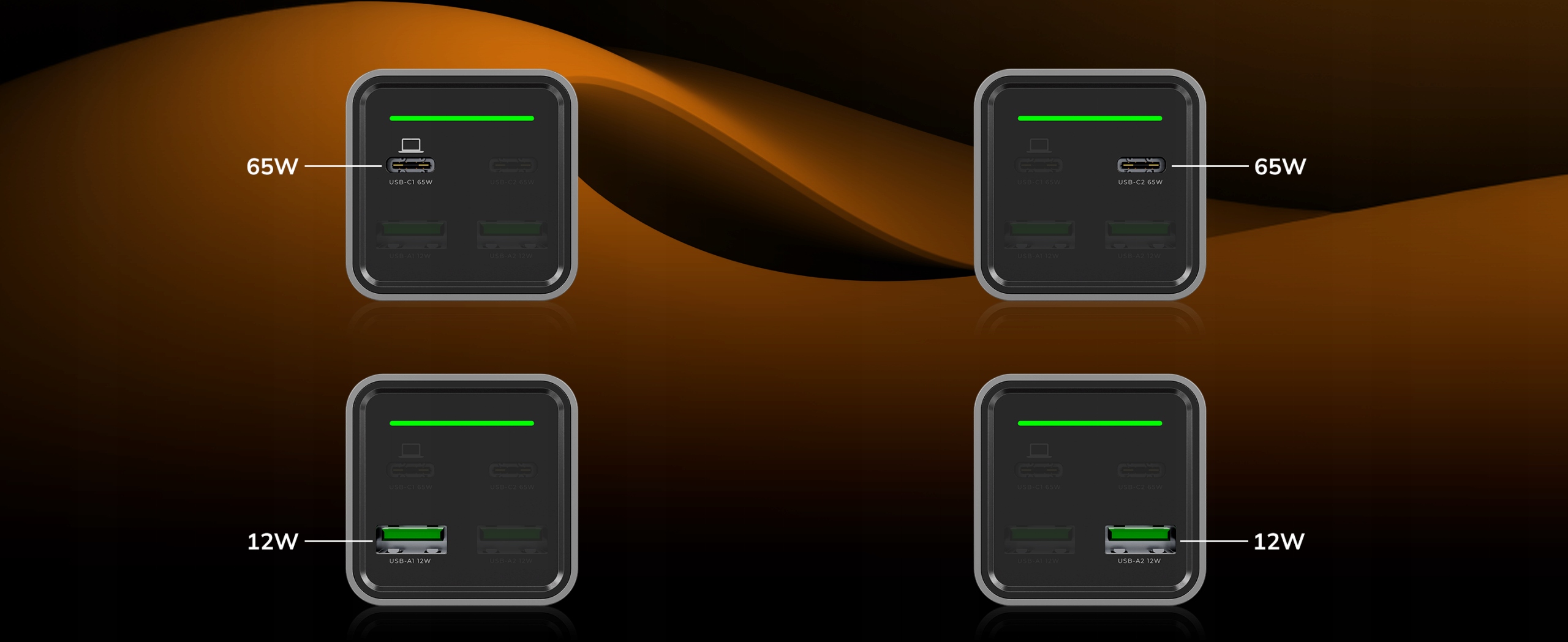 SZYBKA ŁADOWARKA NA BIURKO USB C 4x USB 65W TYP C + KABEL USB C 100W