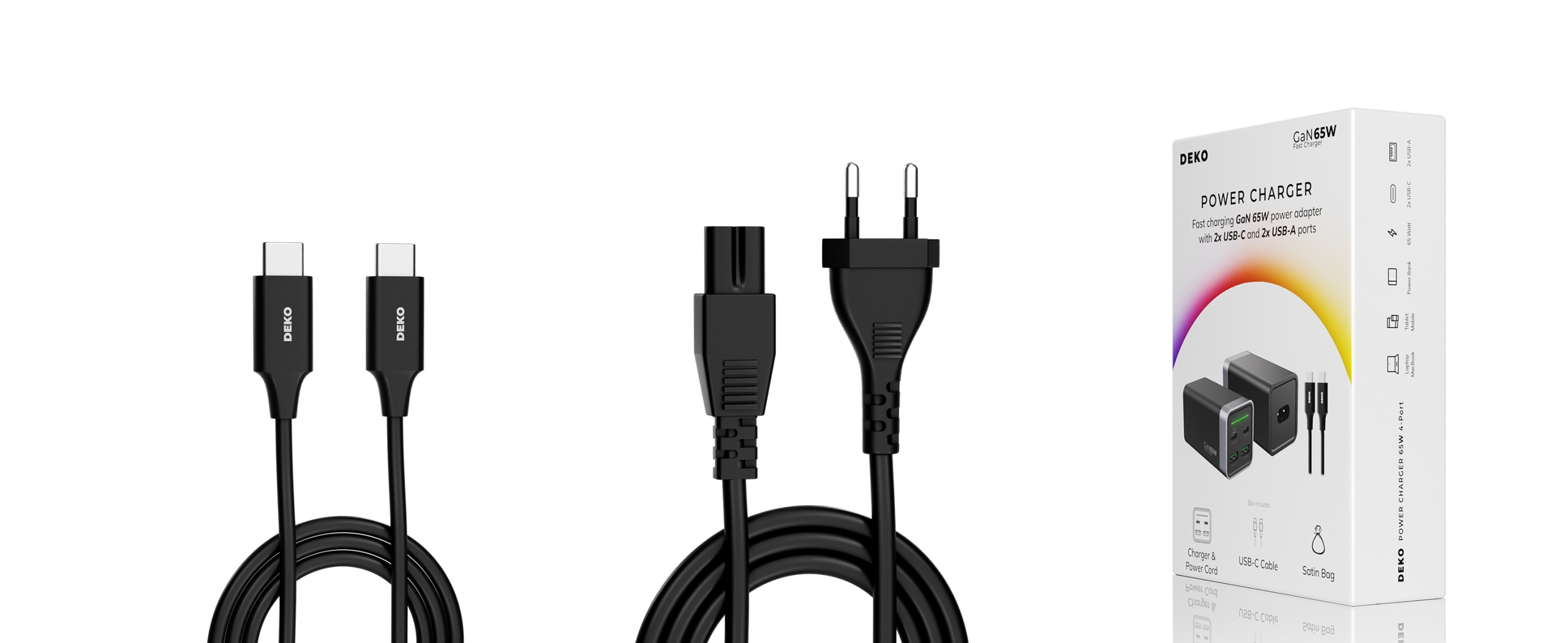 SZYBKA ŁADOWARKA NA BIURKO USB C 4x USB 65W TYP C + KABEL USB C 100W