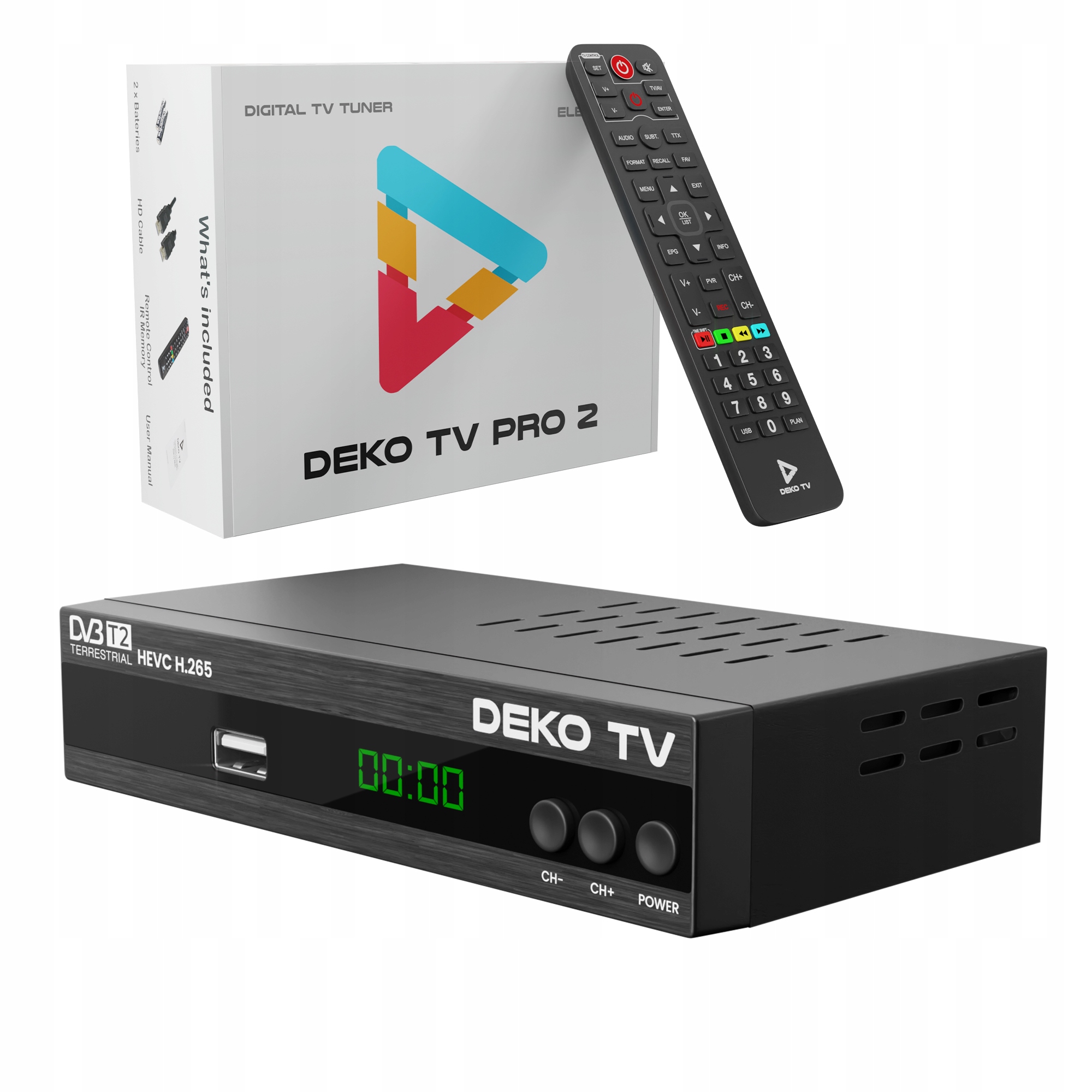 Tuner Dekoder DVBT2 DekoTV PRO2 Telewizji Naziemnej DVB-T2 HEVC H.265 DEKO